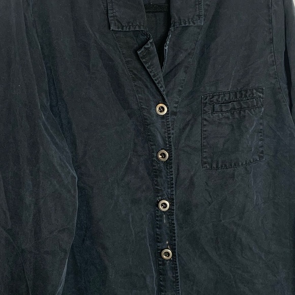 City Wear Vintage 80s Black 100% Tincel Retro Button Up Shirt Silver Detailing - Picture 2 of 11